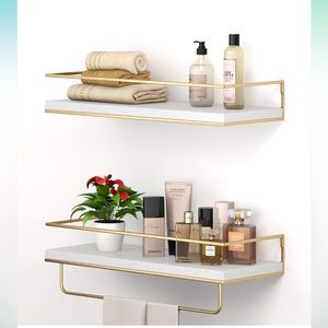 White floating shelves